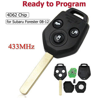 Subaru Forester Impreza Liberty Outback XV 2007-2014 Head Key Remote With HUF Blade 3 Buttons 433MHz 4D62 TIRIS DST40 ID62 AFTERMARKET