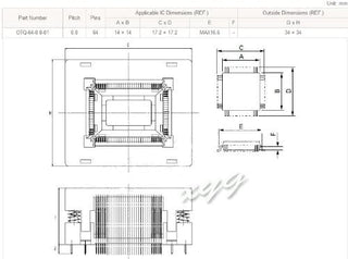 OTQ-64-0.8-01 14x14 mm Pitch 0.8 QFP64 TQFP64 FQFP64 PQFP64 QFP IC MCU Test Burn-In Programming Adapter Socket